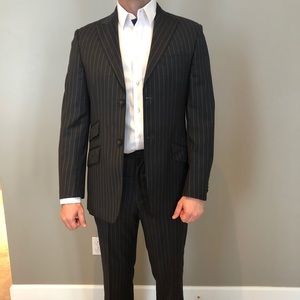 Banana Republic charcoal pinstripe suit